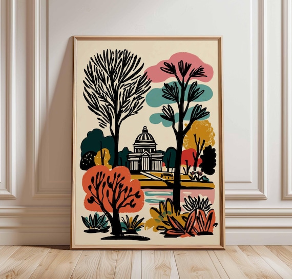 Victoria Park London Domed Garden Temple Bold Autumn Trees Poster