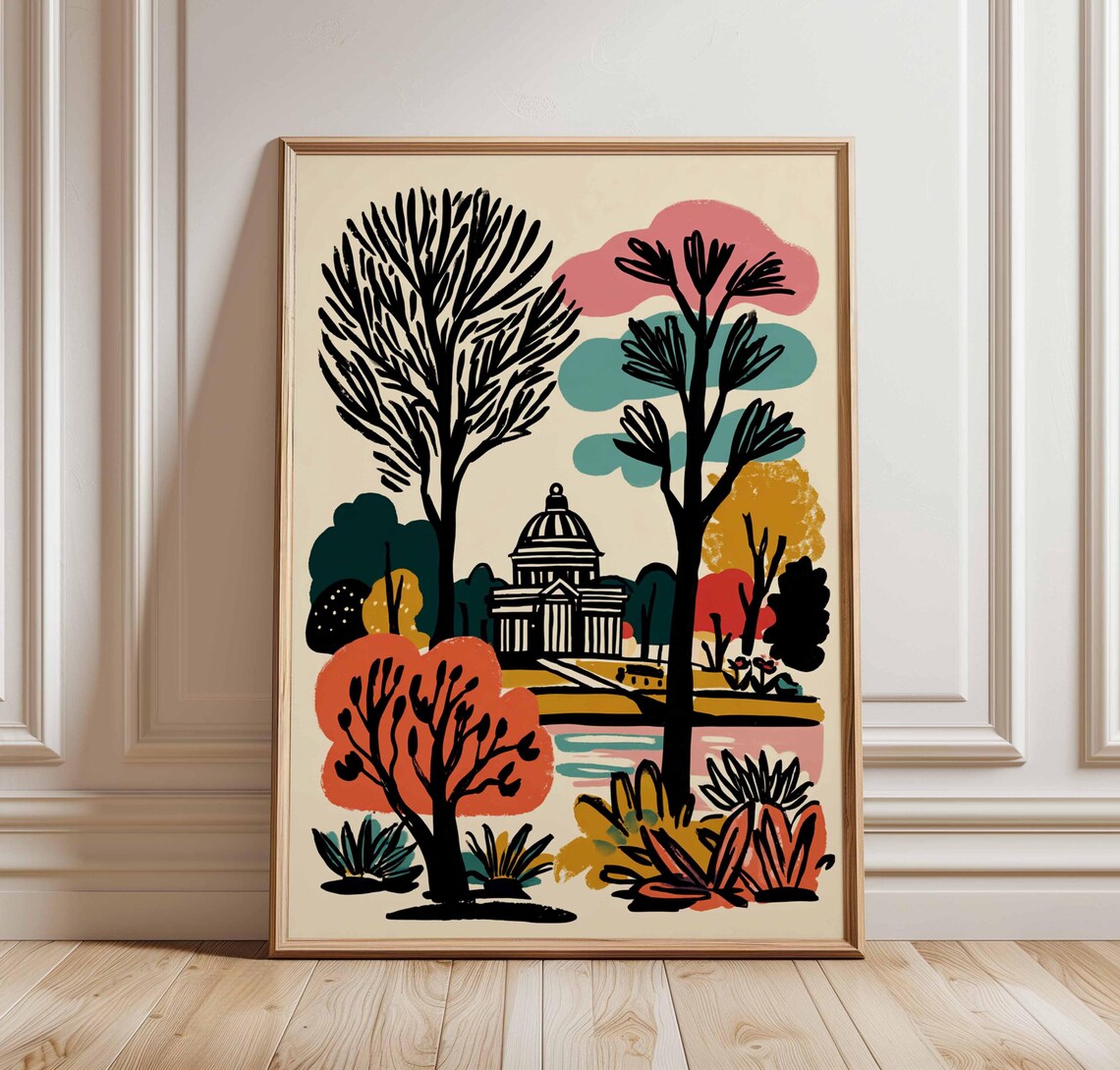 Victoria Park London Domed Garden Temple Bold Autumn Trees Poster