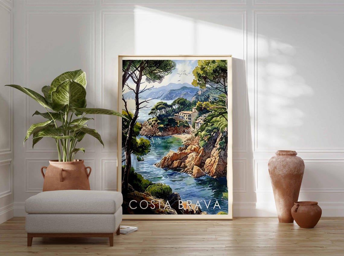 Costa Brava Spain Rocky Mediterranean Cove Scenic Travel Poster - Image 2