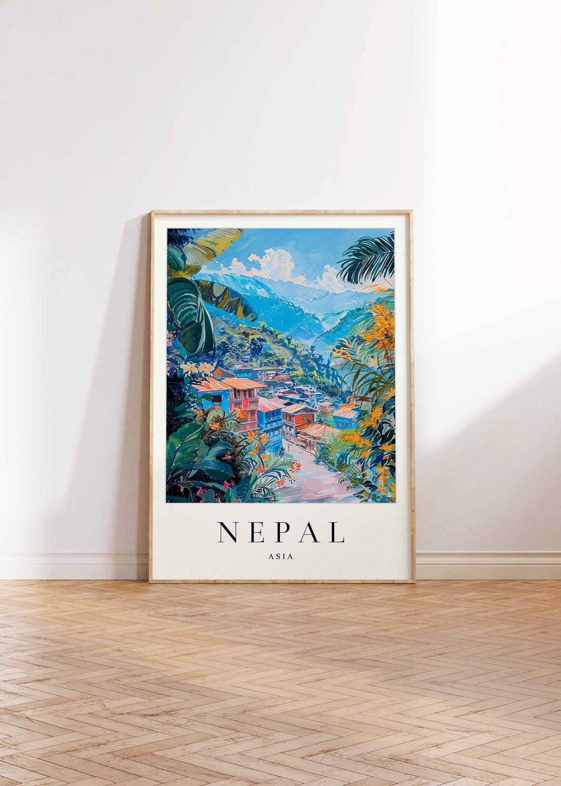 Nepal Asia Mountain Village Jungle Valley Houses Travel Poster - Image 2
