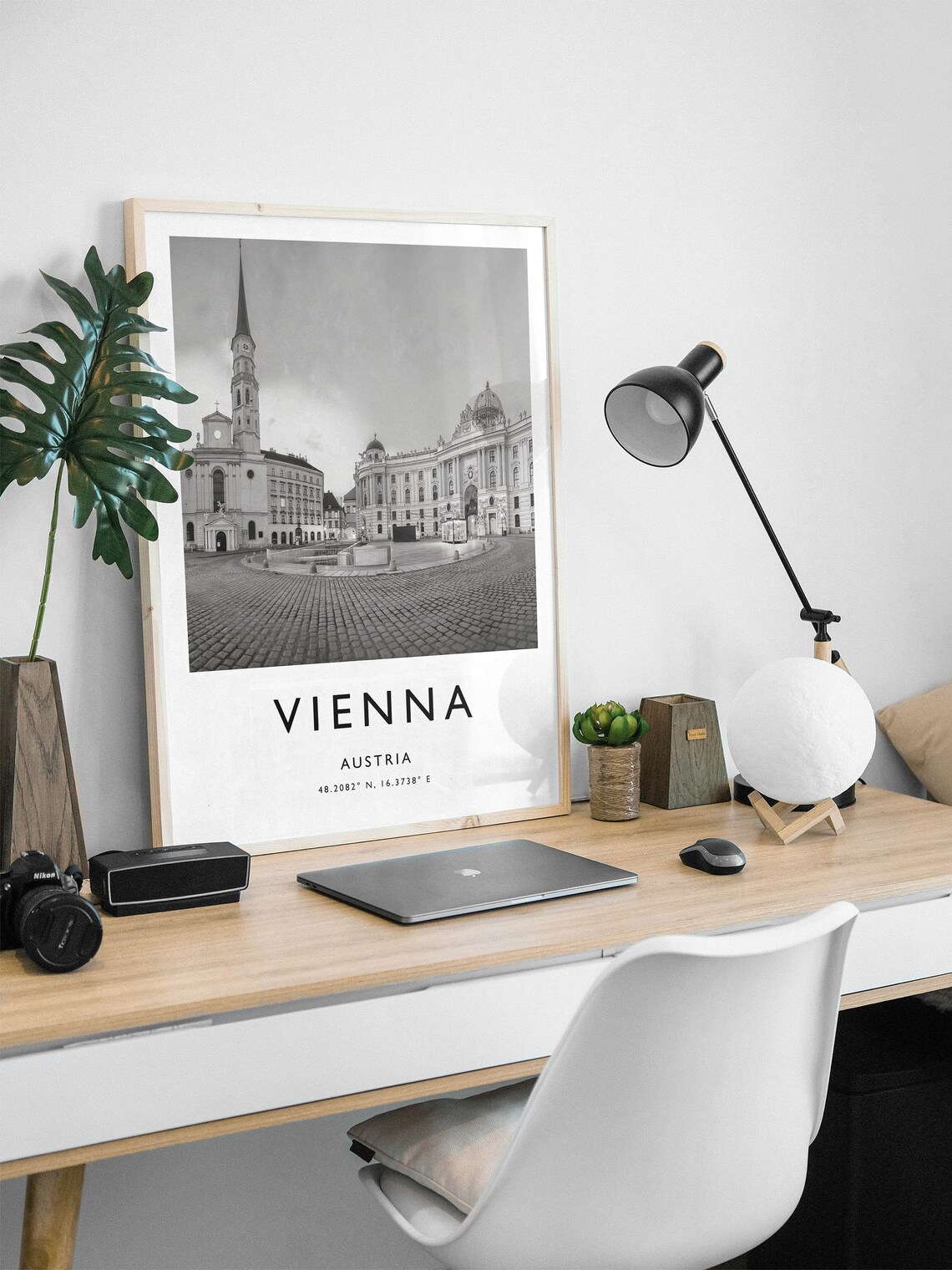 Vienna Travel Poster, Austria Black and White Art Print - Image 2