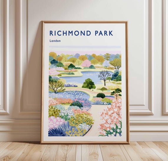Richmond Park Travel Poster London Deer Print