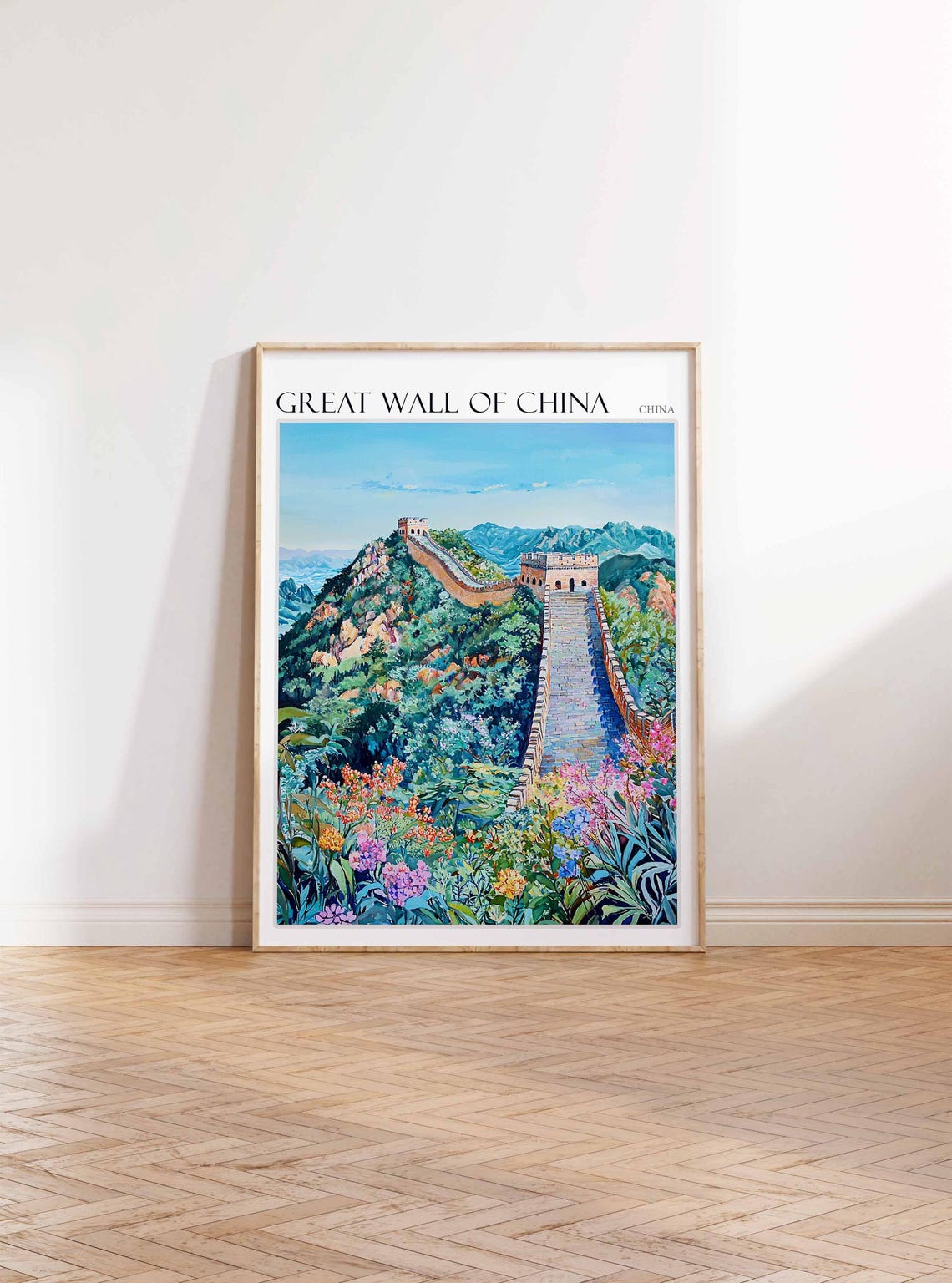 Great Wall Of China Poster Great Wall Of China Travel Print Chinese Decor Asia Travel Poster Asian Wall Art Botanical Decor China Gift - Image 3