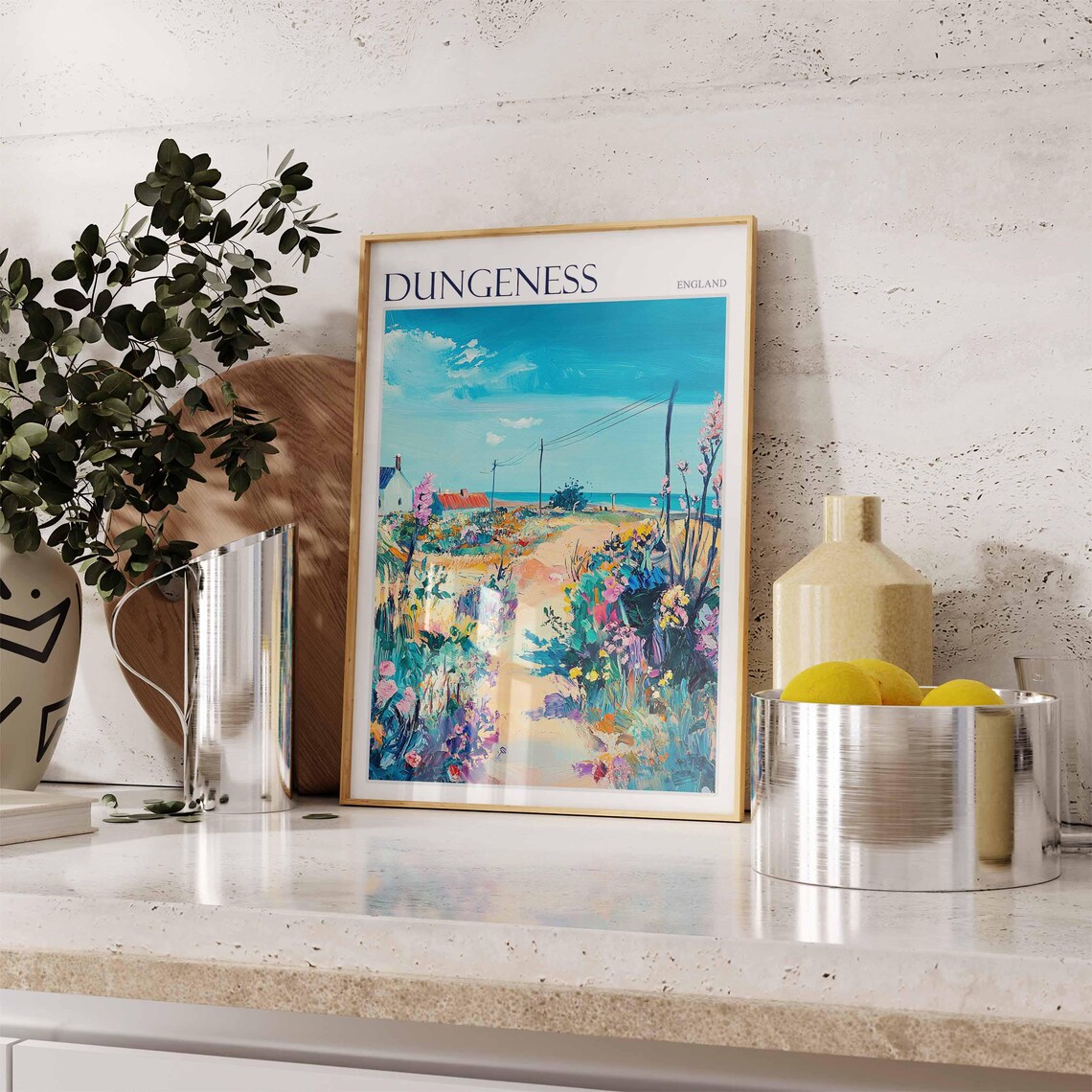 Dungeness England Wildflower Path to the Sea Cottage Painting Poster - Image 2