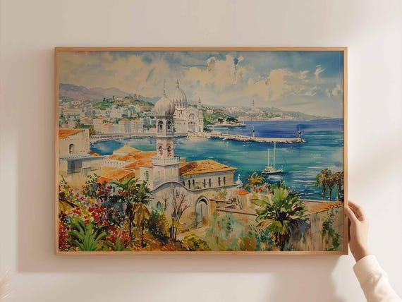 Algiers Poster Algeria Travel Print Algerian Wall Art North Africa Decor Coastal Gift
