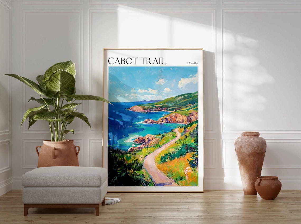 Cabot Trail Canada Rocky Cove Overlook Winding Road Art Poster - Image 2