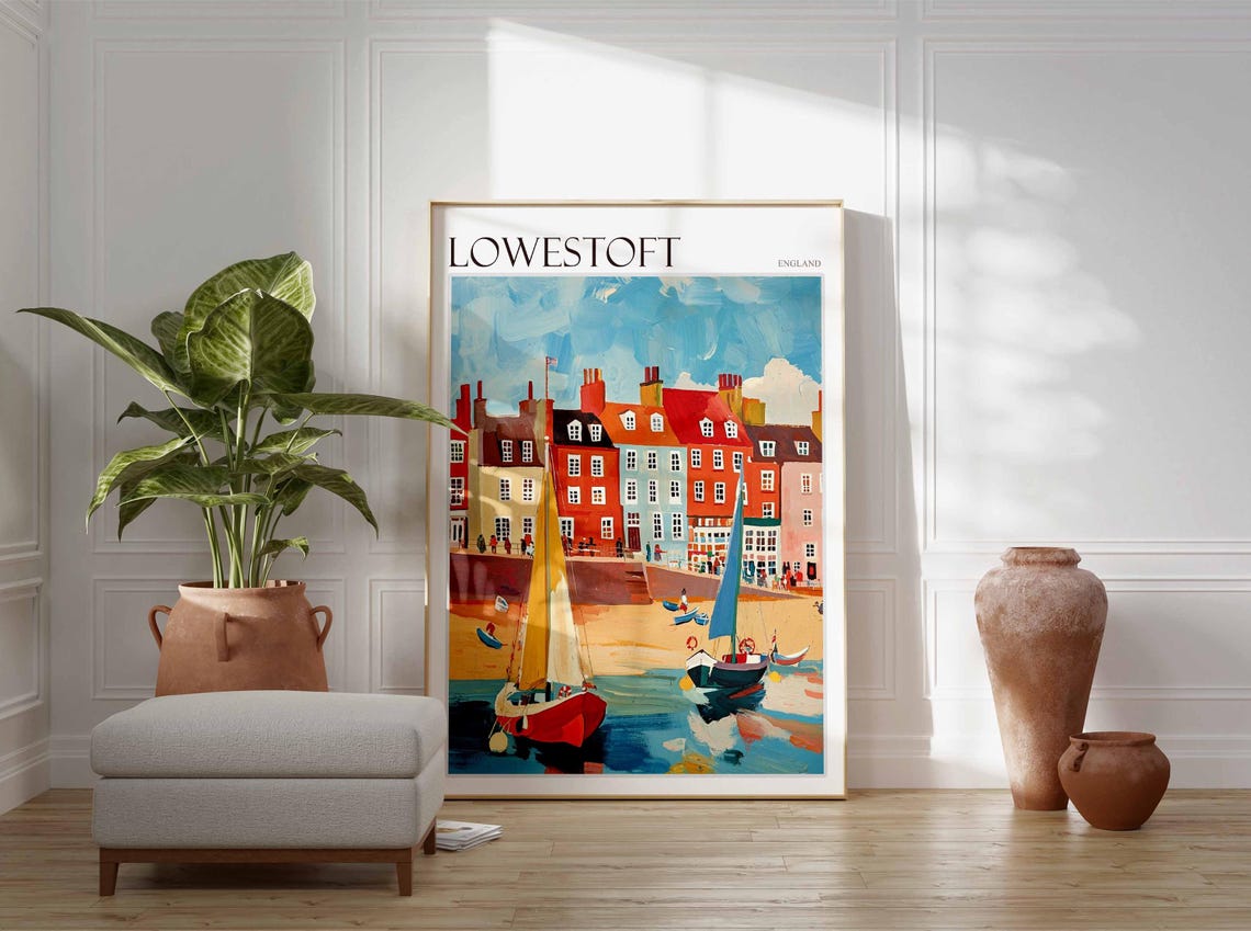 Lowestoft England Fishing Boats Harbor Red Brick Seafront Poster - Image 3