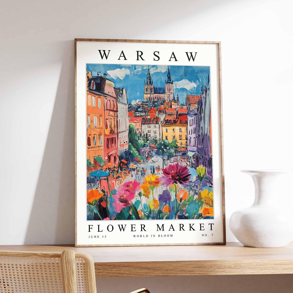 Warsaw Flower Market Poster Warsawprint Polish Floral Wall Art Warsawfloral Decor Botanical Poland Print Europe Travel