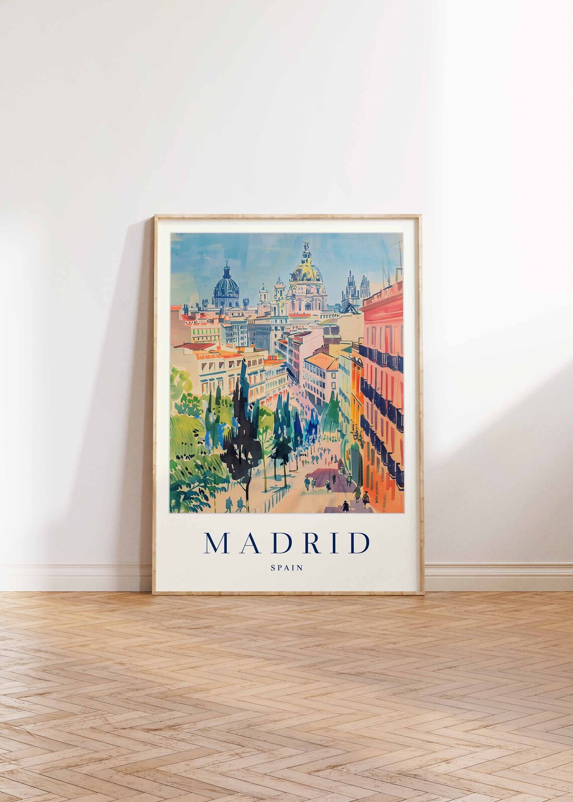 Madrid Spain Grand City Skyline Domes Street Scene Travel Poster - Image 2