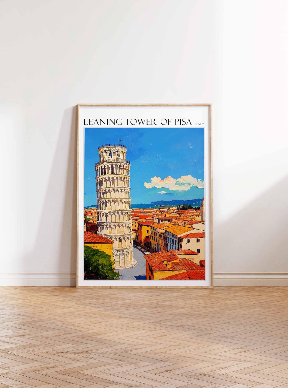 Leaning Tower of Pisa Rooftop Cityscape Distant Sea View Travel Poster - Image 3