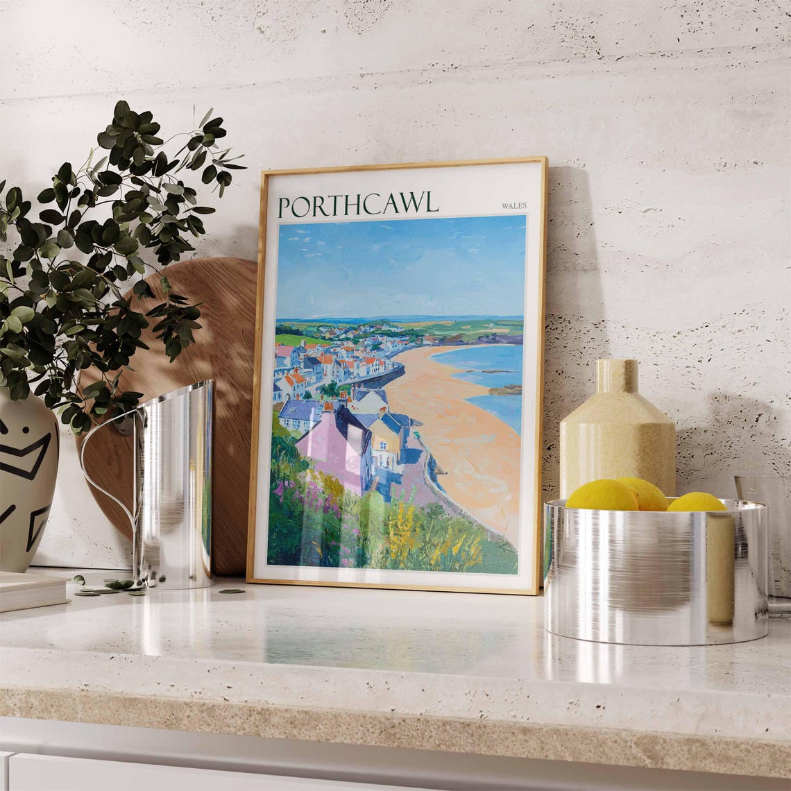 Porthcawl Wales Panoramic Beach Town Scene Vintage Travel Poster - Image 3