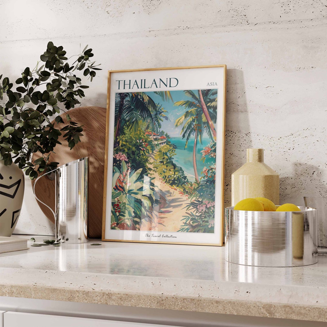 Thailand Asia Tropical Garden Path Palms Turquoise Sea Poster - Image 3