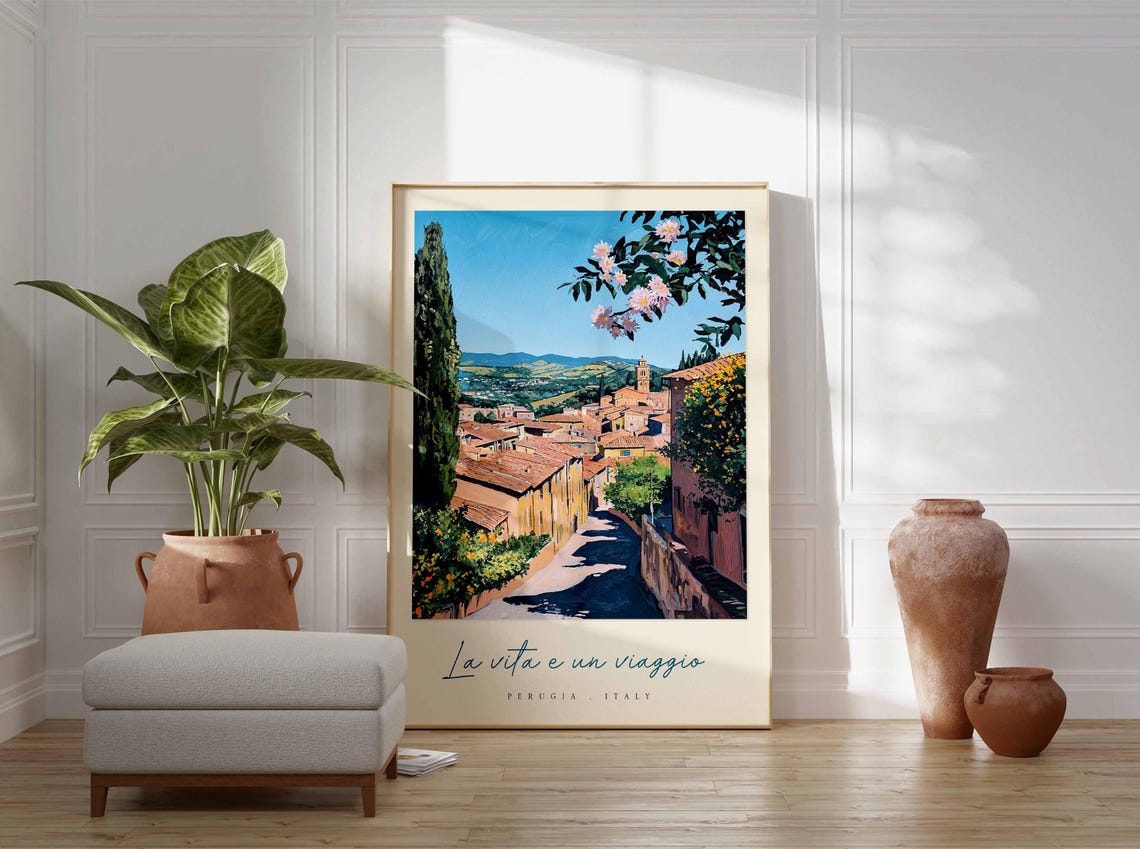 Perugia Poster Italian Travel Print Perugia Travel Art Perugia Wall Art Italy Art Italy Travel Decor Italian Travel Gift - Image 3