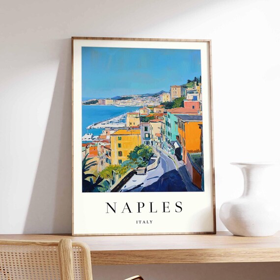 Naples Italy Winding Road Overlooking Blue Harbor View Poster