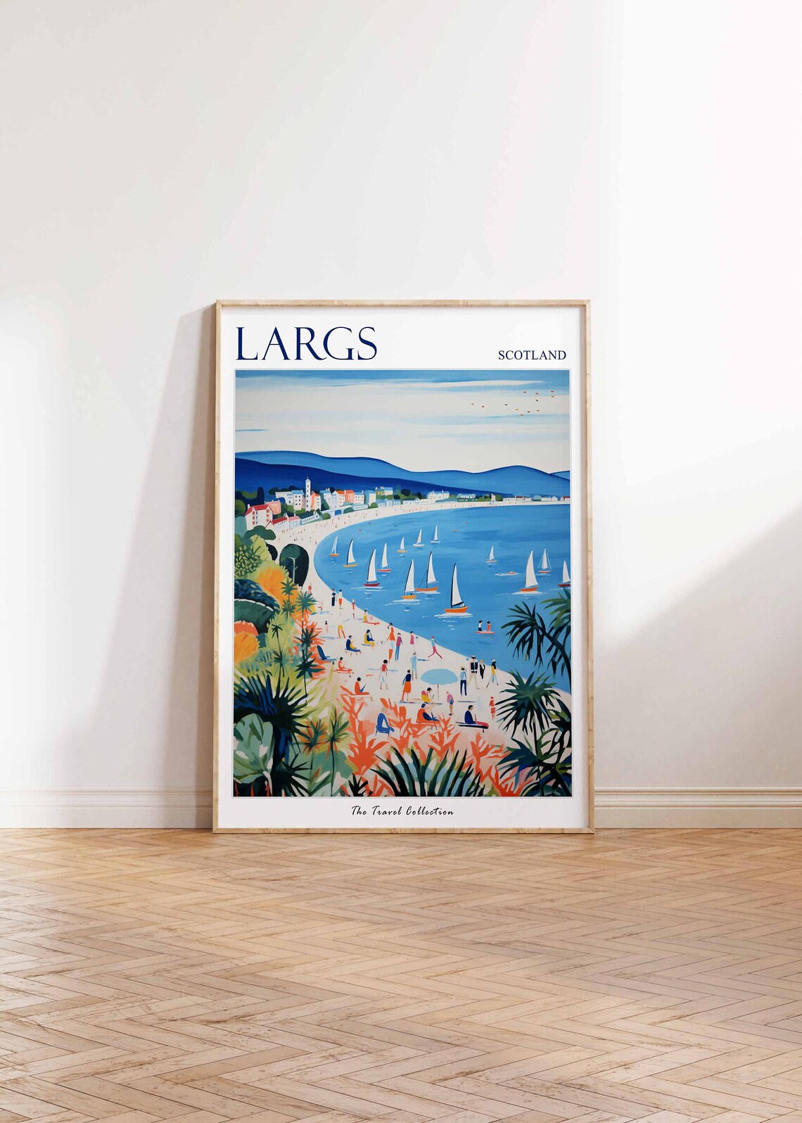 Largs Scotland Colorful Beach Sailboats Seaside Travel Poster - Image 2