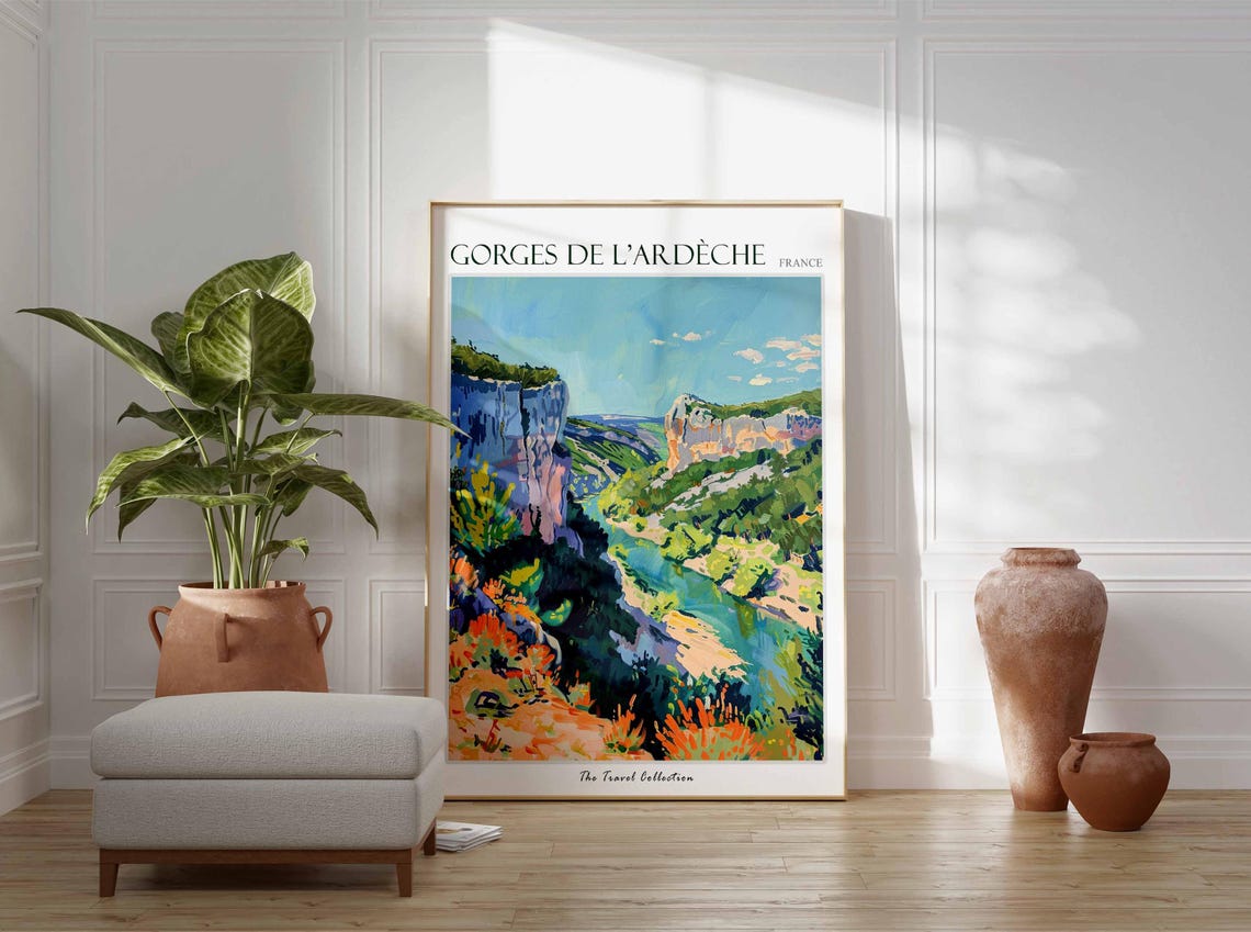 Gorges De L'Ardeche France Turquoise River Gorge Canyon Wall Art - Image 3