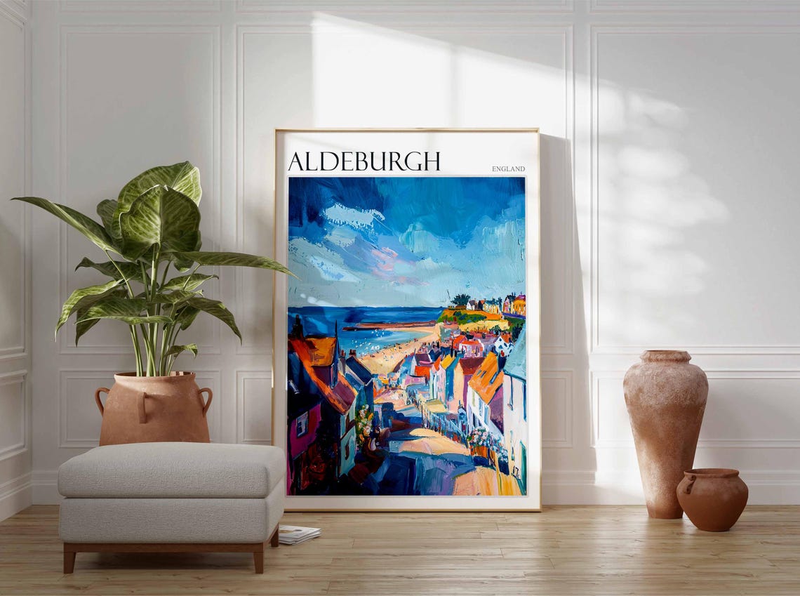 Aldeburgh High Street Down to Beach Colourful Houses Suffolk Poster - Image 3
