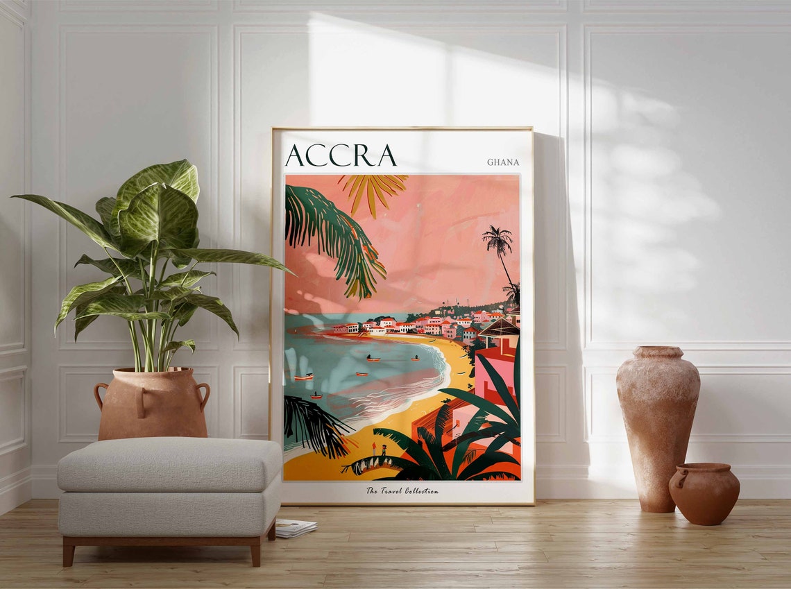 Accra Poster Accra Travel Print Tropical Decor Sea Wall Art Accra Decor Ghana Travel Print Accra Gift Accra Travel Poster - Image 2