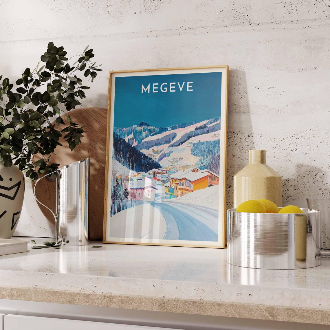Skiing Travel Poster Megve Ski Print France Travel Print Skiing Art Skiing Print Winter Sport Art Ski Gift - Image 2