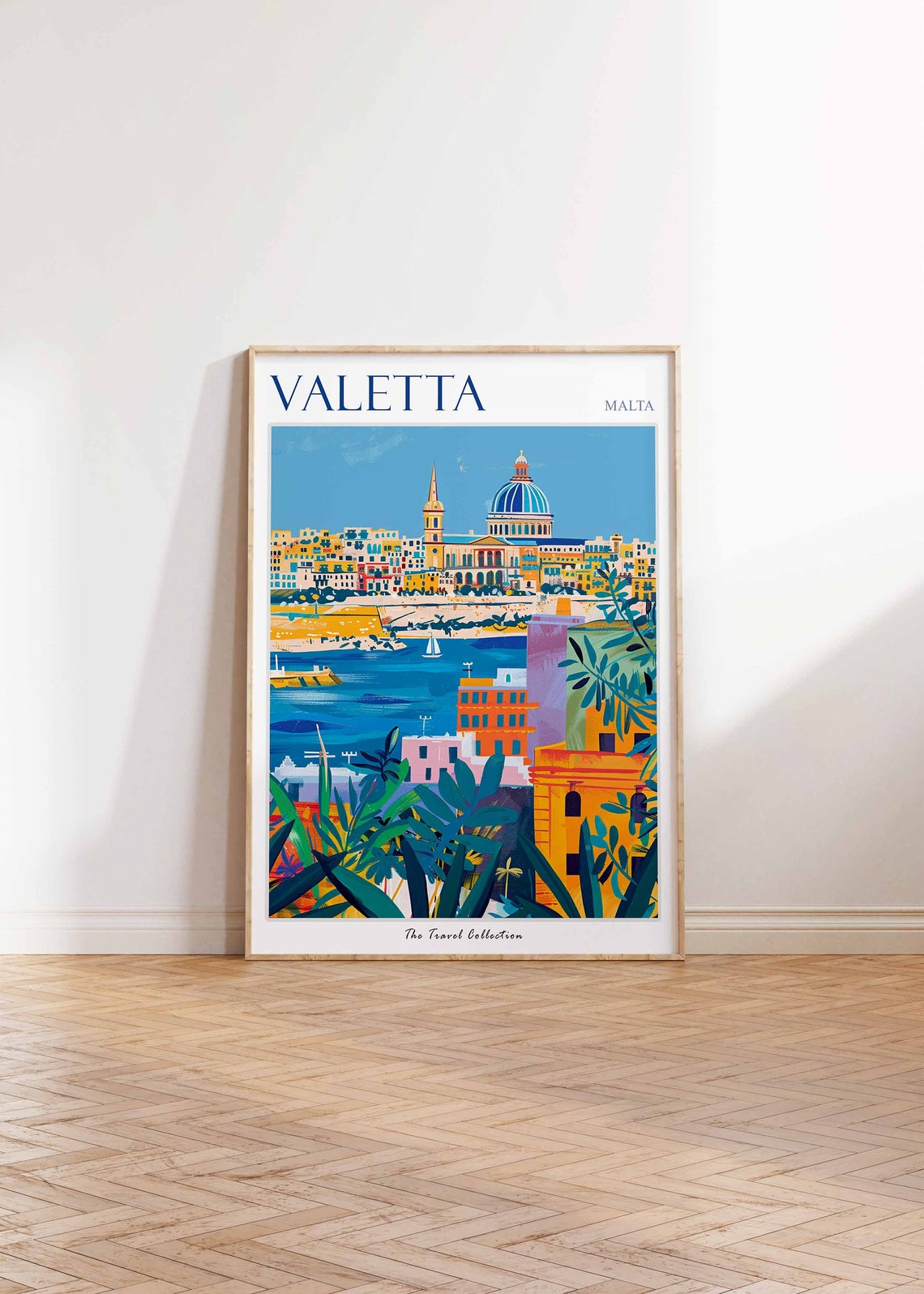 Valetta Malta Harbor Skyline Grand Domed Basilica Art Poster - Image 2
