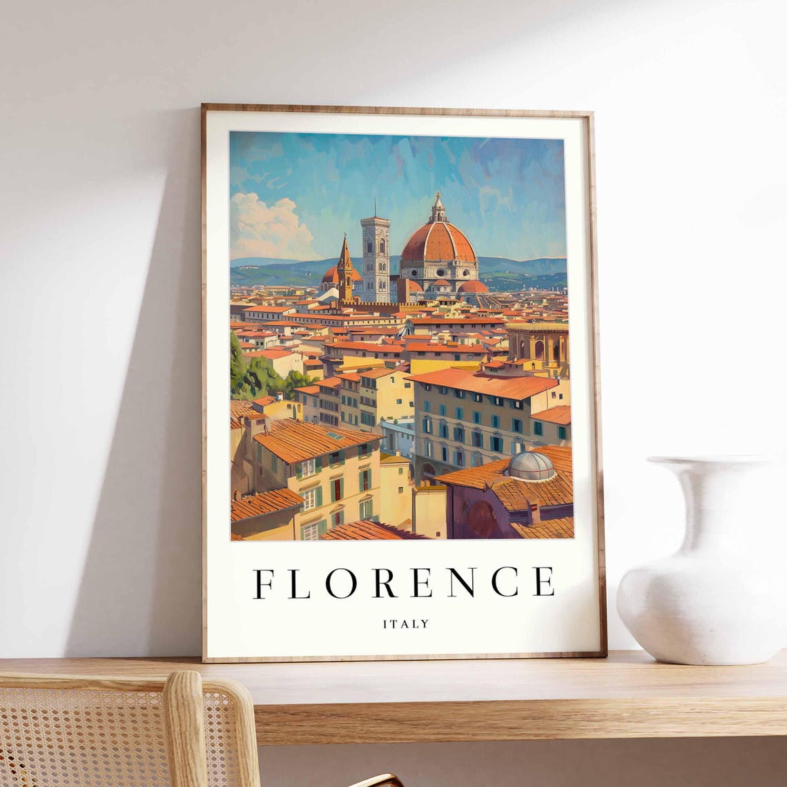 Florence Duomo Cathedral Dome Terracotta Rooftops Italy Travel Poster