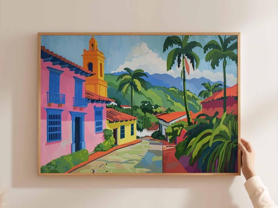 Colombia Travel Poster South America Landscape Art Print