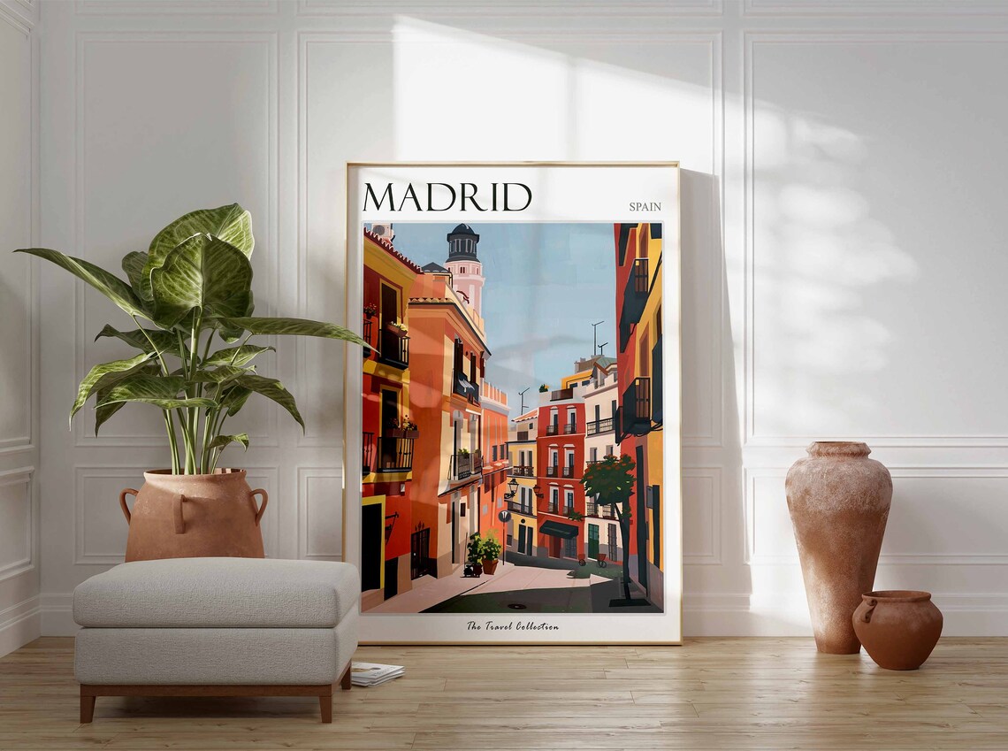 Madrid Travel Poster, Tropical Decor City Wall Art - Image 3