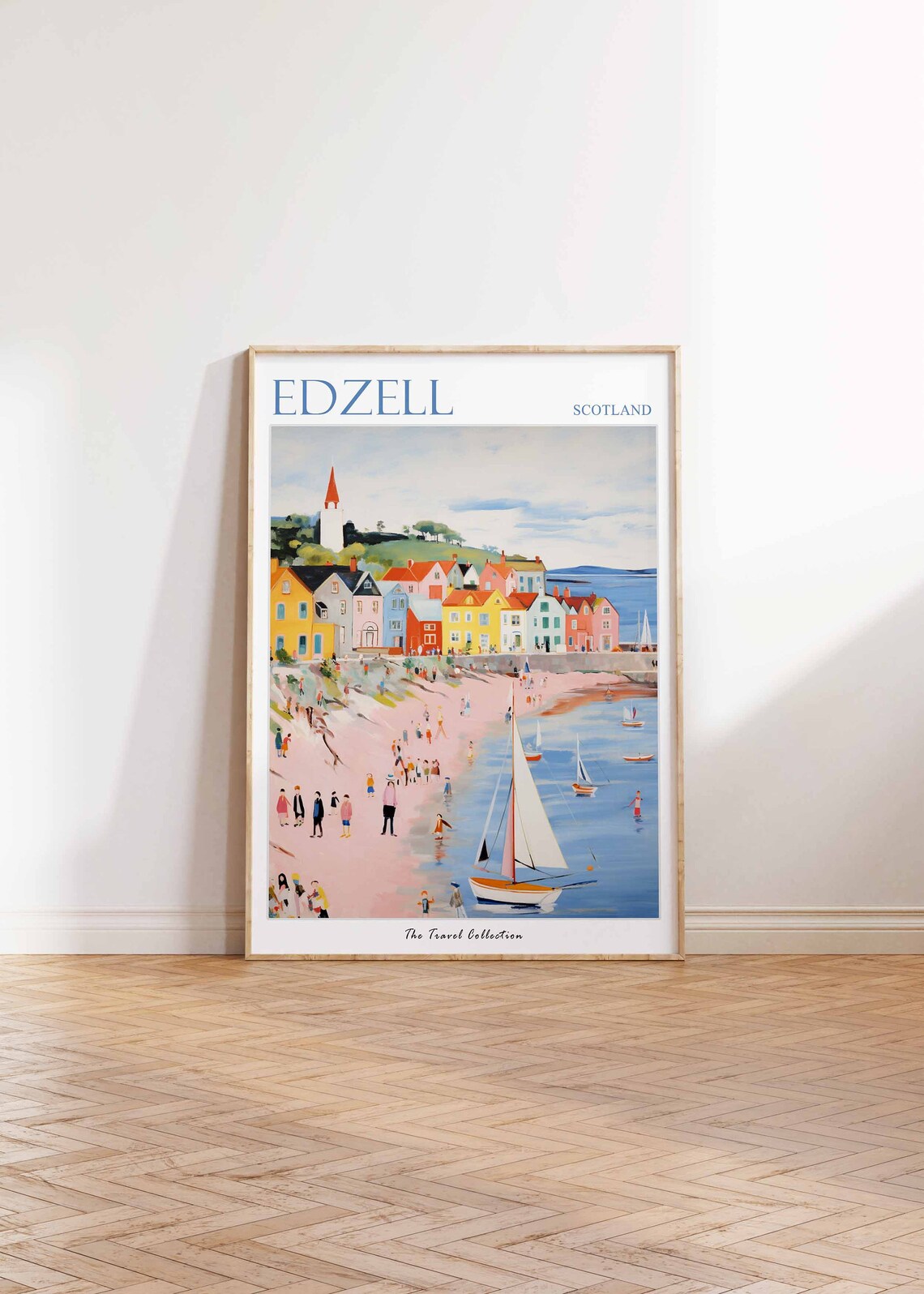 Edzell Scotland Colorful Waterfront Town With Sailboats Travel Poster - Image 2