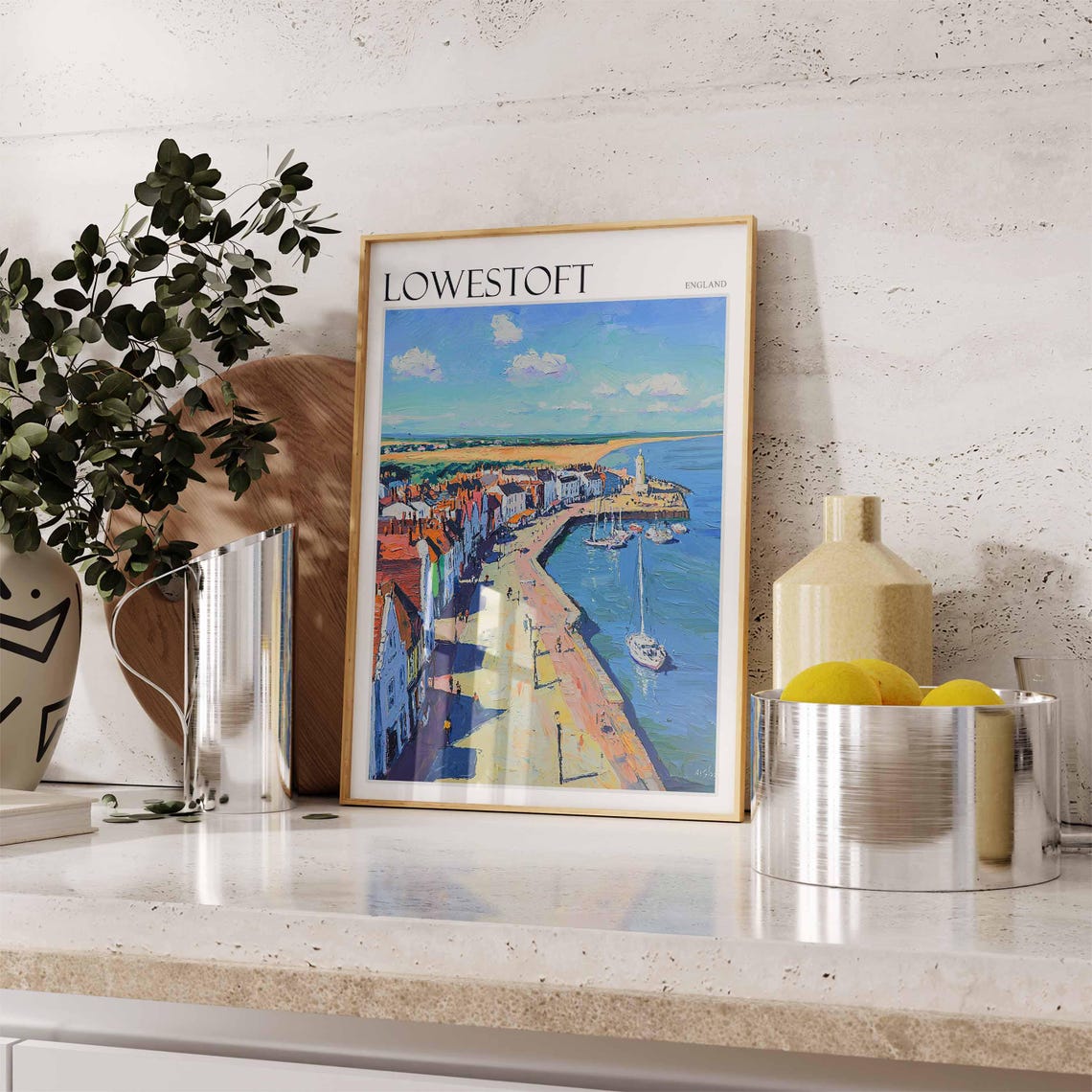 Lowestoft England Harbor Lighthouse Sailboats Busy Quay Poster - Image 2