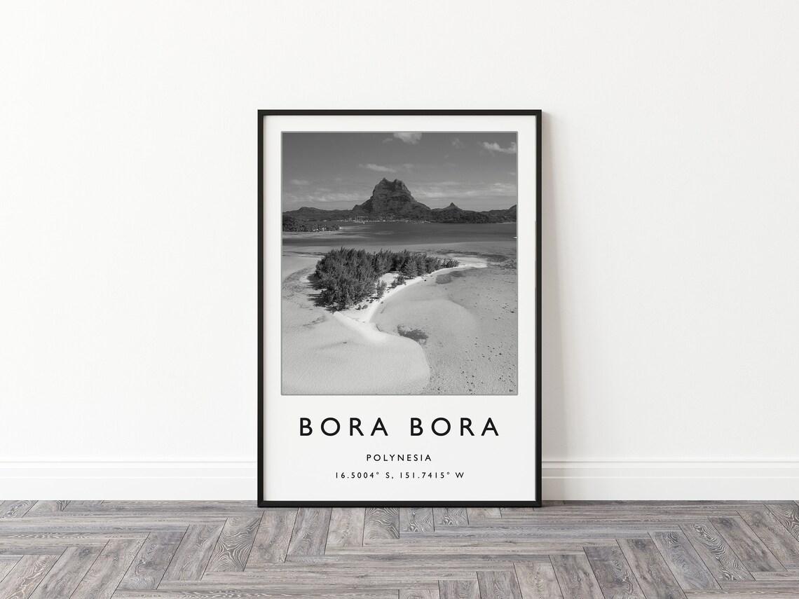 Bora Bora Black And White Travel Poster, Polynesia - Image 3