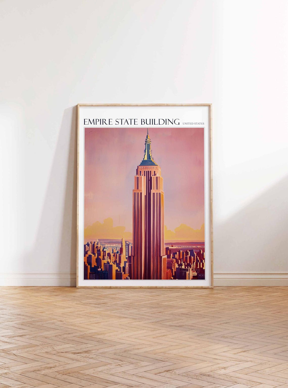 Empire State Building Pink Sunset Sky New York Landmark Art Poster - Image 3