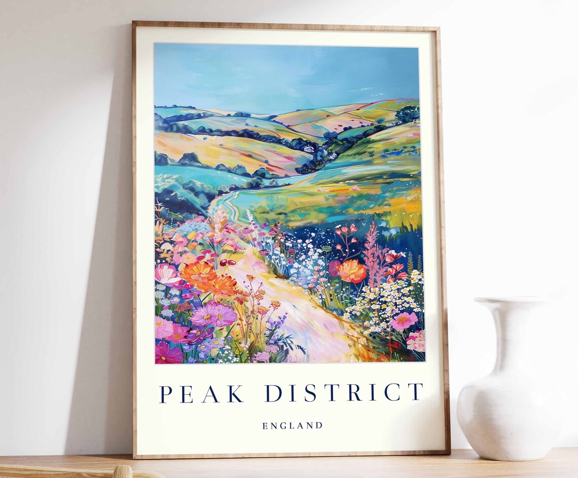 Peak District Travel Poster, England Wall Art