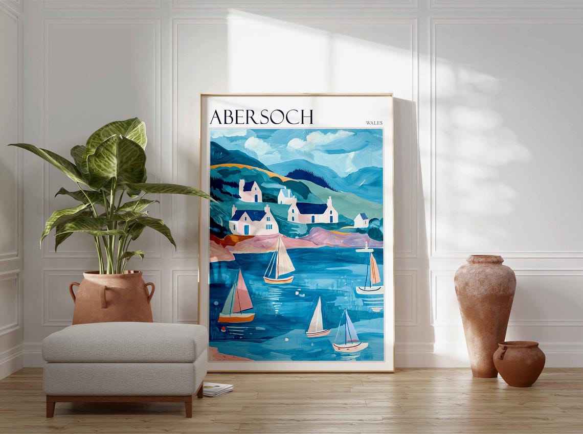 Abersoch Poster Wales Travel Poster Coastal Wall Art Uk Travel Poster Welsh Decor North Wales Poster Welsh Coast Poster Abersoch Art - Image 3