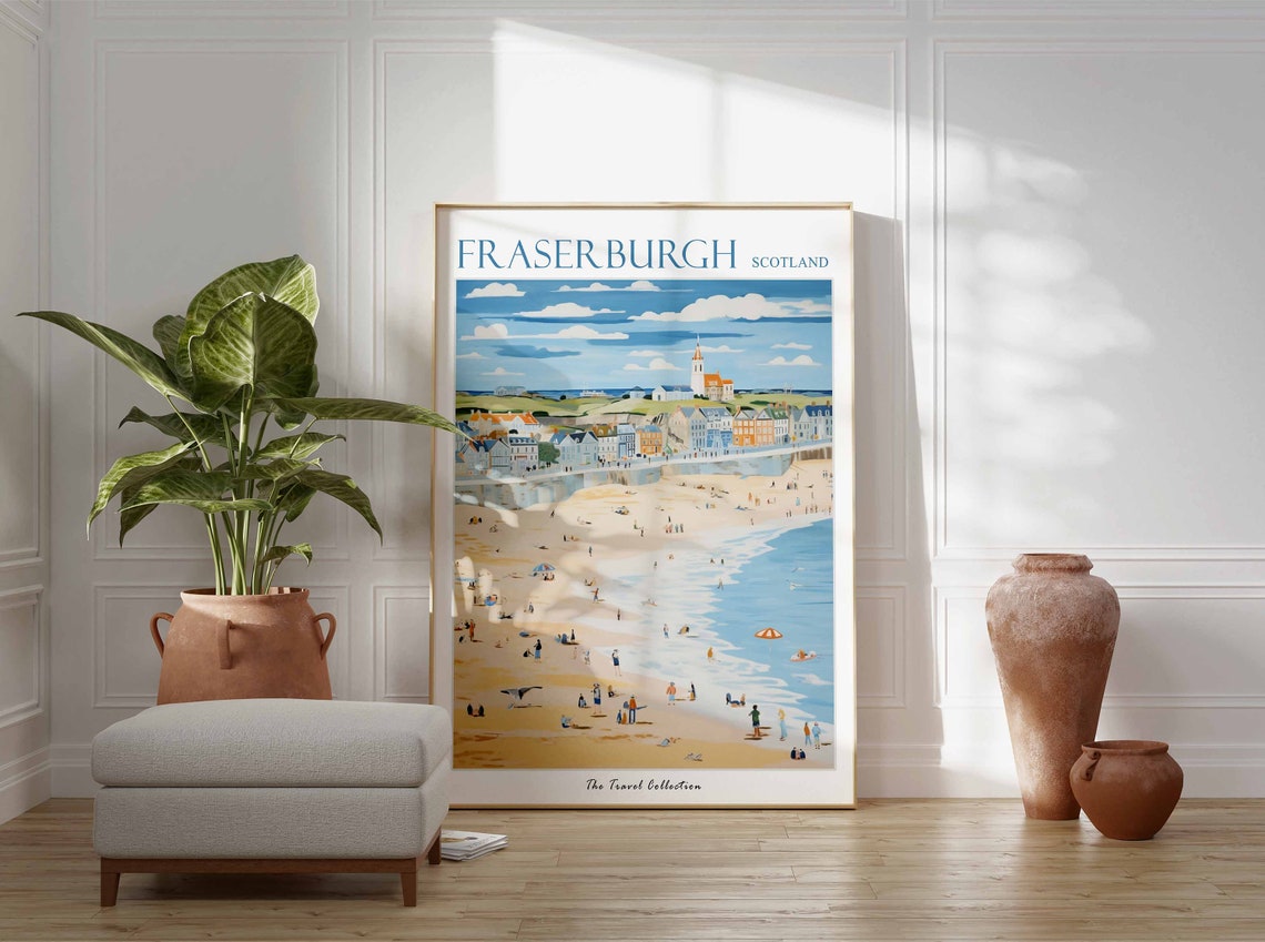 Fraserburgh Scotland Harbour Town Beach Vintage Travel Poster - Image 3