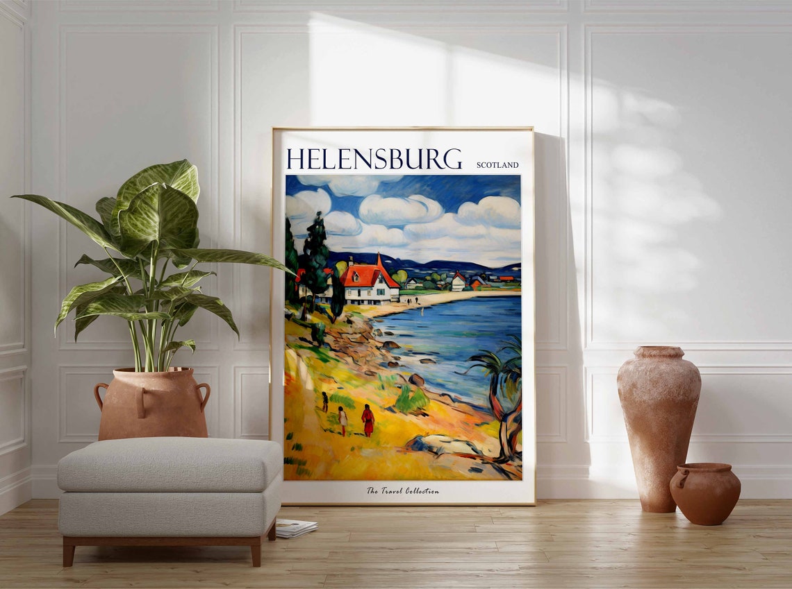 Helensburgh Scotland Shoreline Village Red Rooftop Charm Poster - Image 3