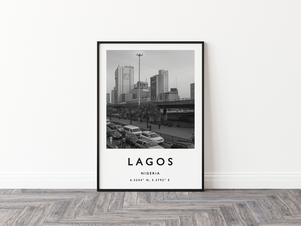 Lagos Nigeria City Street Black and White Photography Travel Poster - Image 3