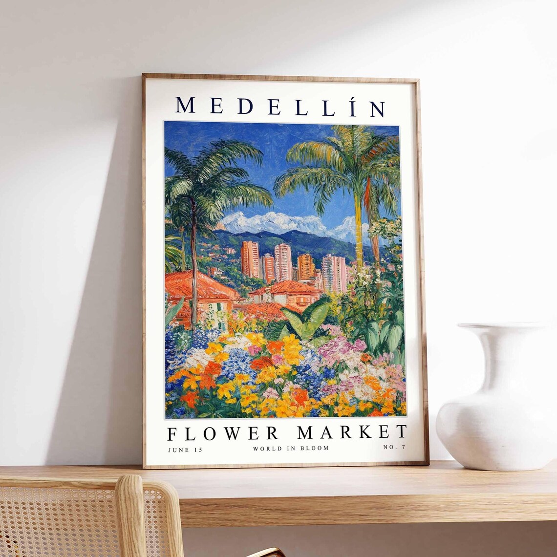 Medelln Flower Market Poster Print Colombian Floral Wall Art Decor Botanical Colombia Travel