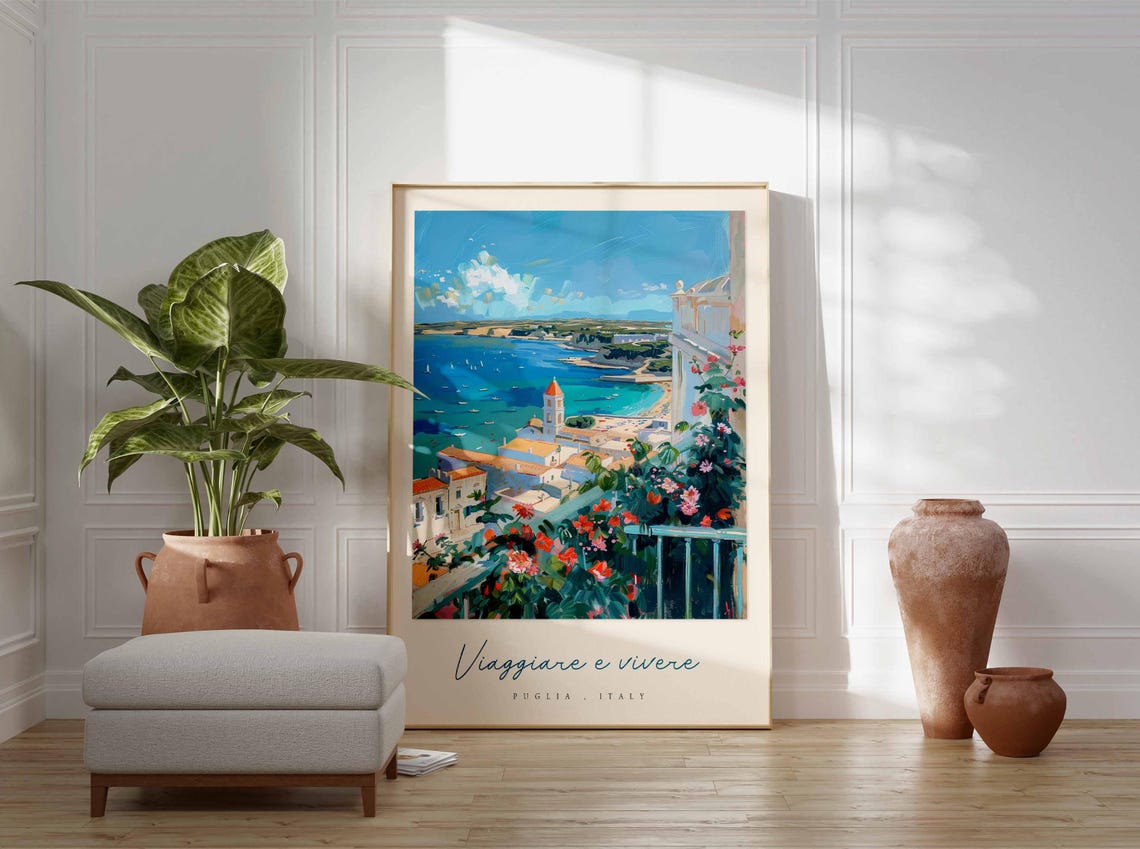 Puglia Poster Italian Travel Print Puglia Travel Art Puglia Wall Art Italy Art Italy Travel Decor Italian Travel Gift - Image 3