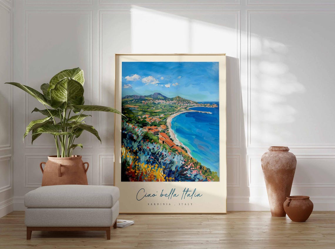 Sardinia Poster Italian Travel Print Sardinia Travel Art Sardinia Wall Art Italy Art Italy Travel Decor Italian Travel Gift - Image 3