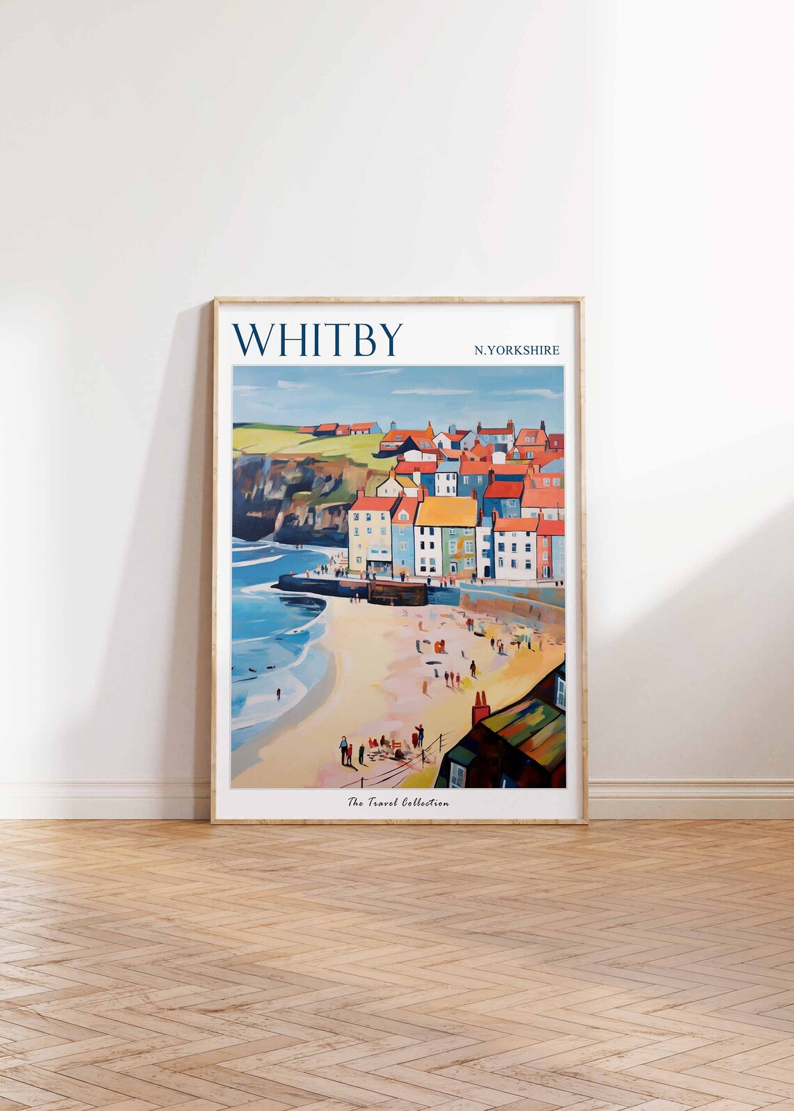Whitby North Yorkshire Colorful Harbor Town Beach Scene Poster - Image 2