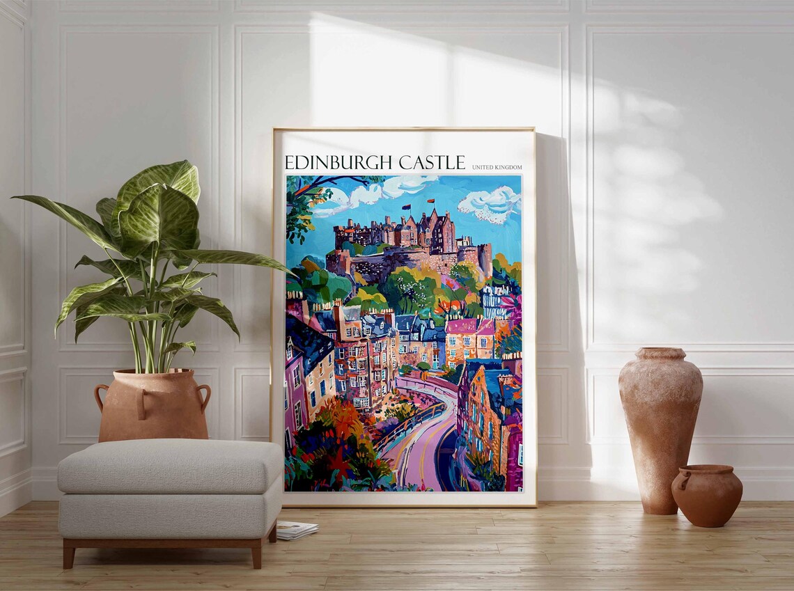 Edinburgh Castle Poster England Travel Print British Decor United Kingdom Travel Poster City Print Edinburgh Castle Travel Poster - Image 2