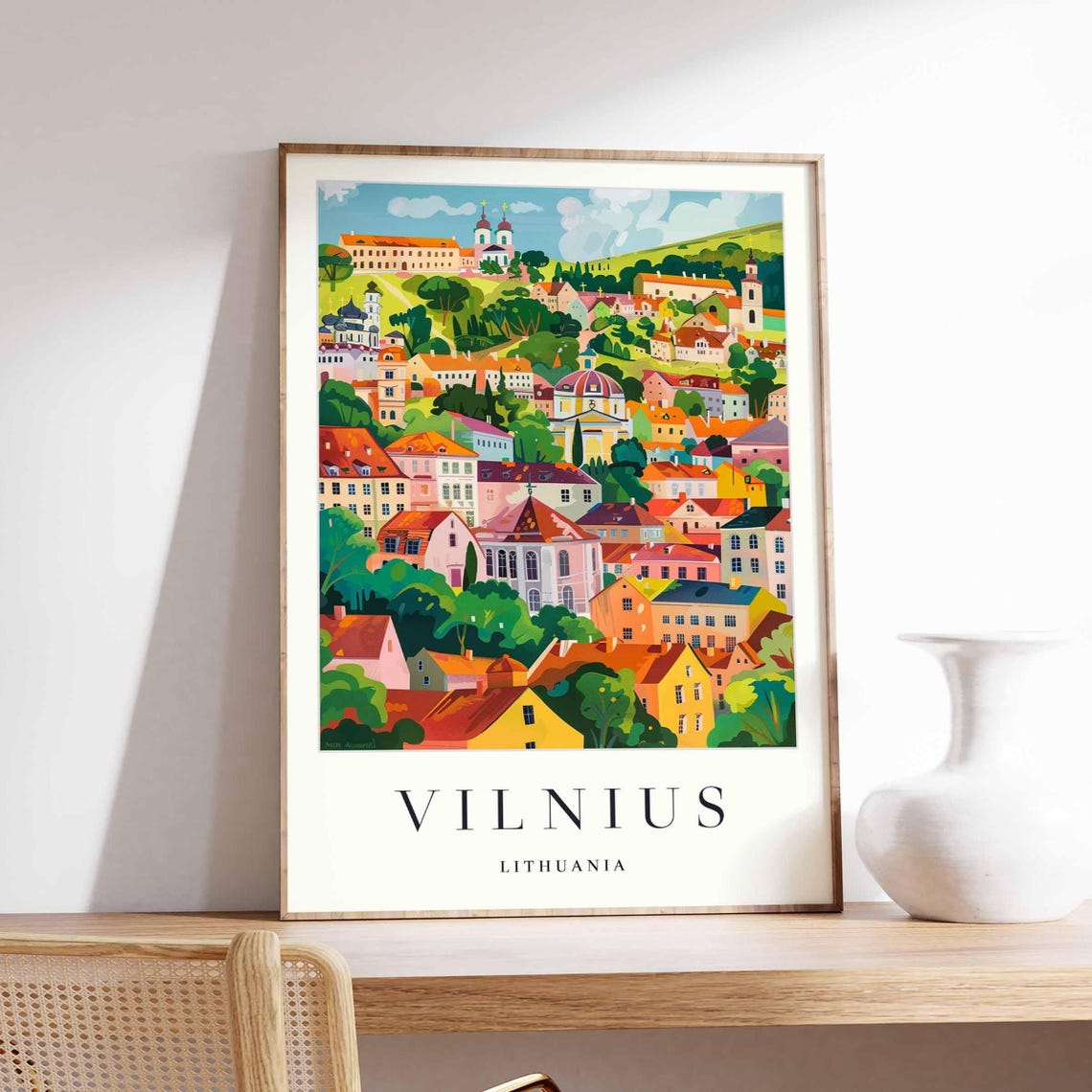 Vilnius Lithuania Lush Green Hillside Panorama Summer Travel Poster