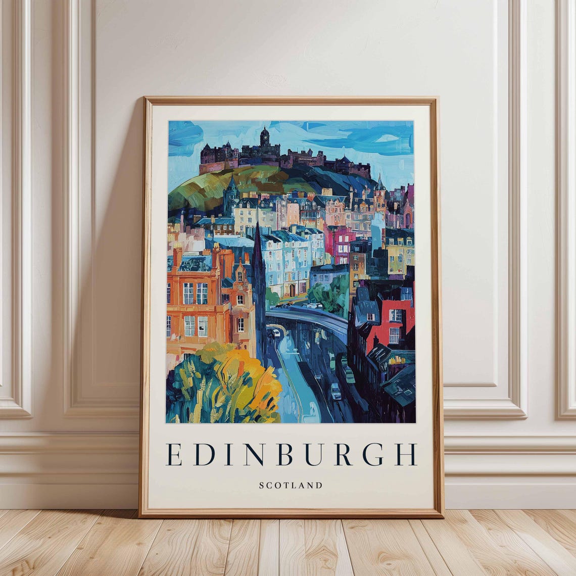 Edinburgh Scotland Travel Poster Cityscape Wall Art