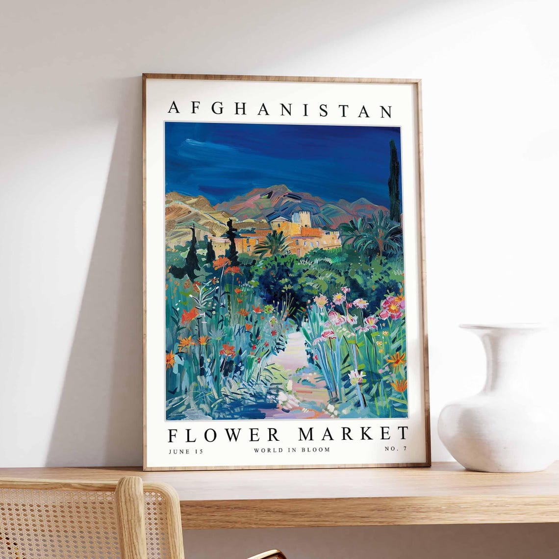 Afghanistan Evening Garden Path Violet Hills Bloom Glow Poster