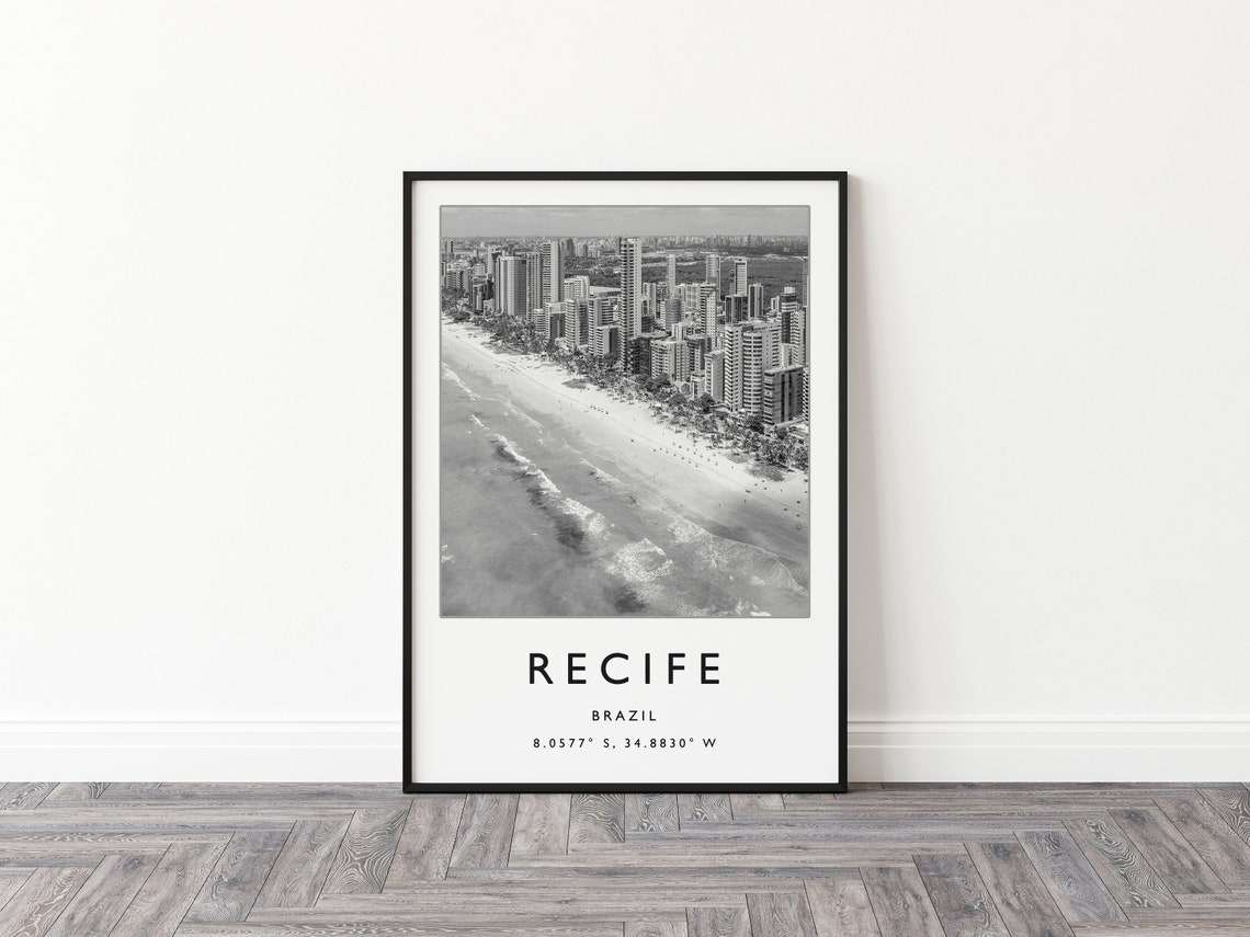 Recife Brazil Travel Print Brazil Travel Poster Brazil Travel Print South America Travel Poster Travel Gift Black And White - Image 3