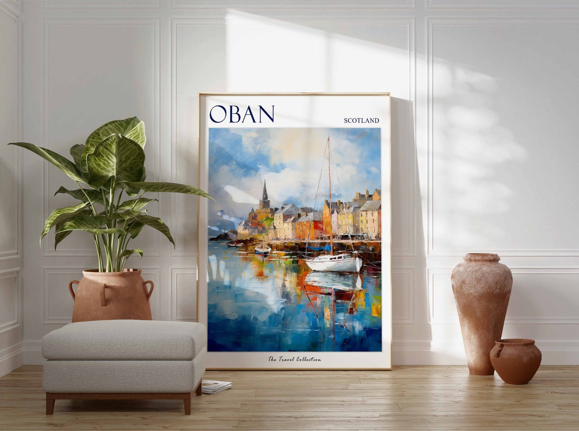 Oban Scotland Harbor Sailboats Soft Reflections Travel Poster - Image 3