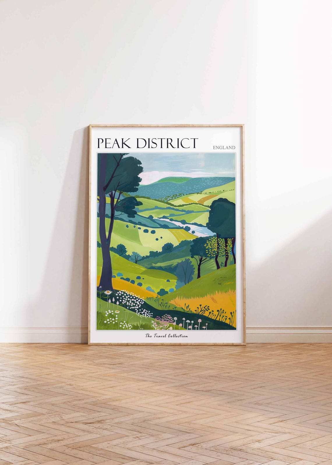 Peak District England Rolling Green Hills Daisy Meadow Poster - Image 2