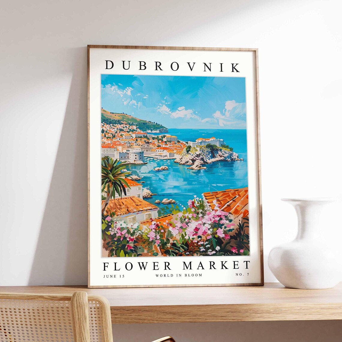 Dubrovnik Flower Market Blue Bay Island Bougainvillea Poster