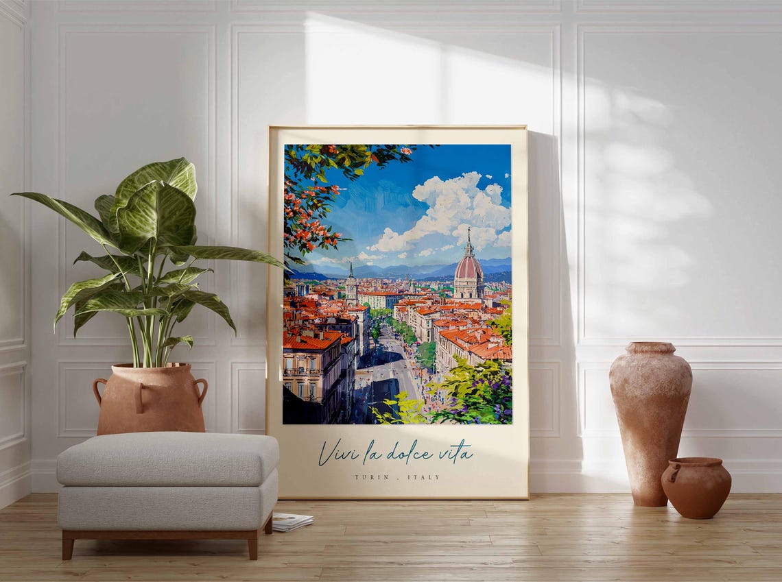 Turin Poster Italian Travel Print Turin Travel Art Turin Wall Art Italy Art Italy Travel Decor Italian Travel Gift - Image 3