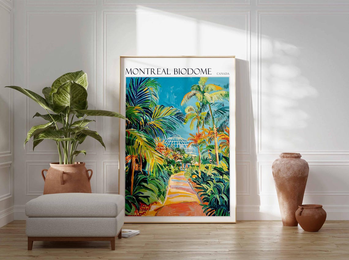 Montreal Biodome Canada Sunlit Palm Path to the Dome Travel Poster - Image 3